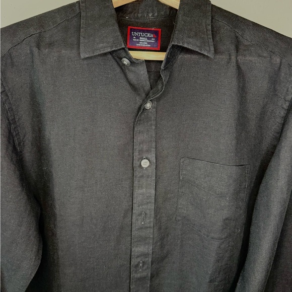 UNTUCKit Men's 100% Linen Black Shirt, Slim Fit, Size Small, Long Sleeve - Picture 5 of 12